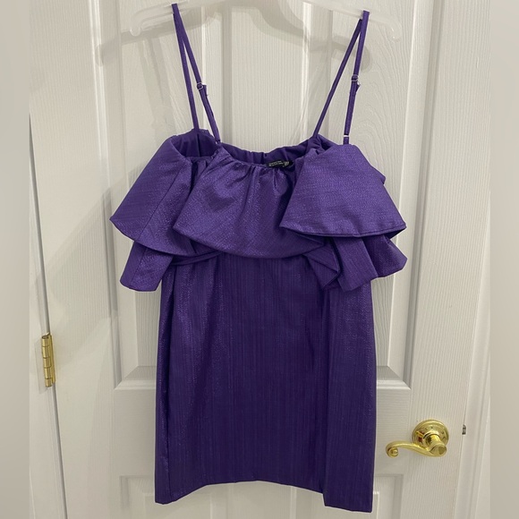 Purple Ruffle Mini Dress - Picture 2 of 5